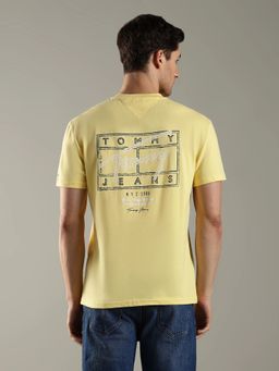 Tommy Hilfiger - Men Yellow Typography Regular Fit Cotton T-shirt