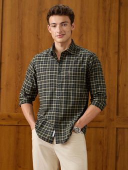 U.S. POLO ASSN. - Men Olive Tartan Checked Regular Fit Shirt
