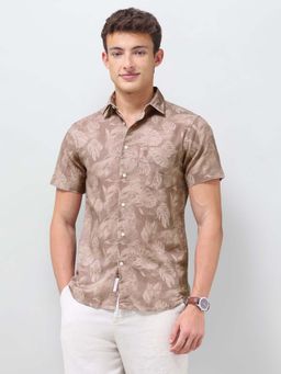 U.S. POLO ASSN. - Men Light Brown Tropical Printed Regular Fit Shirt