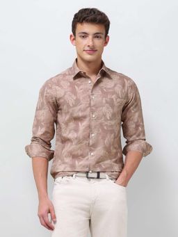 U.S. POLO ASSN. - Men Light Brown Tropical Printed Regular Fit Shirt