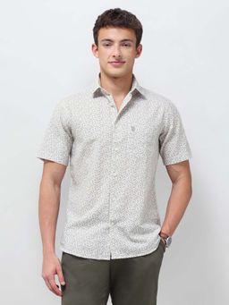 U.S. POLO ASSN. - Men Grey Tropical Printed Regular Fit Shirt