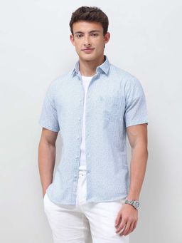 U.S. POLO ASSN. - Men Blue Tropical Printed Regular Fit Shirt