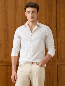 U.S. POLO ASSN. - Men Beige Floral Printed Satin Shirt