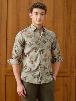 U.S. POLO ASSN. - Men Olive Tropical Printed Satin Shirt