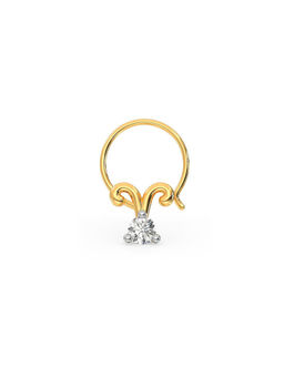 Candere by Kalyan Jewellers - 18K (750) Yellow Gold and Diamond Aries Zodiac Nosepin