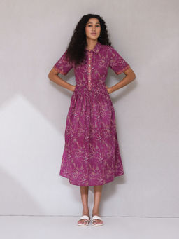 Aarke Ritu Kumar - Purple Printed Shirt Dress