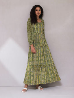 Aarke Ritu Kumar - Green Printed Long Dress