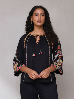 Aarke Ritu Kumar - Black Embroidered Top