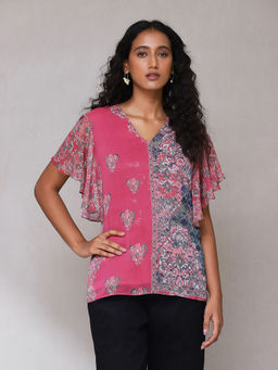 Aarke Ritu Kumar - Pink Floral Print Top