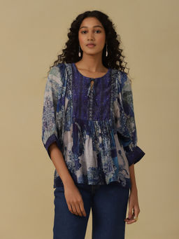 Aarke Ritu Kumar - Blue Printed Top