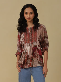 Aarke Ritu Kumar - Wine Printed Top