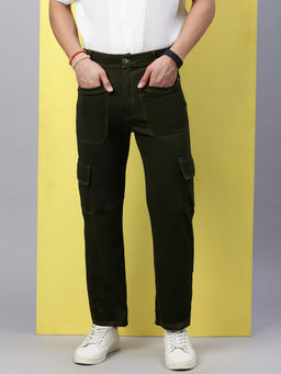 Voxati - Men Denim Six Pocket Trousers Style Cargos Green