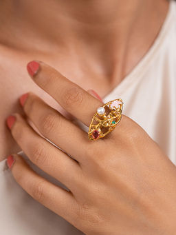 Shaya by CaratLane - Dancing Dulhan Ring in Gold Plated 925 Silver