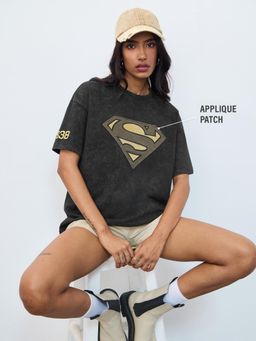 The Souled Store - Official Superman: Dark Logo Women Oversized T-Shirts