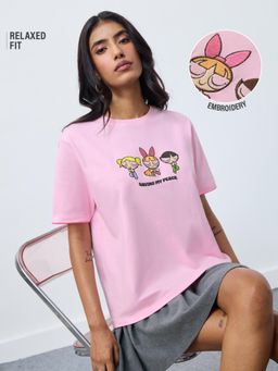 The Souled Store - Official Powerpuff Girls: Peace Women Relaxed Fit T-Shirts