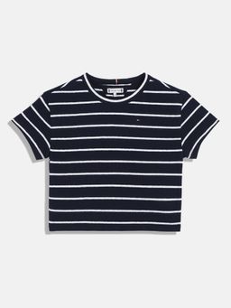 Tommy Hilfiger - Girls Striped Relaxed Fit Linen T-Shirt