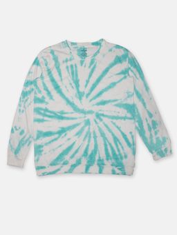 KiddoPanti - Boys Tie & Dye Round Neck Full Sleeve T-shirt Shirt - Green