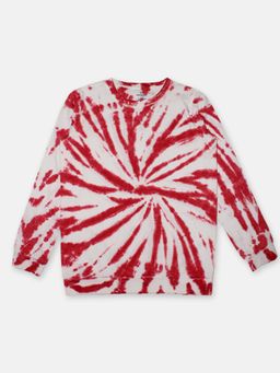 KiddoPanti - Boys Tie & Dye Round Neck Full Sleeve T-shirt Shirt - Maroon