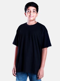 KiddoPanti - Boys Cotton Anime Over Sized Round Neck T-shirt - Black