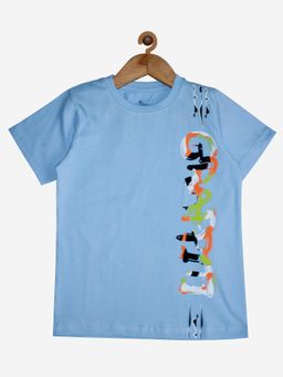 KiddoPanti - Boys Grifiti Half Sleeve T-shirt - Blue
