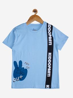 KiddoPanti - Boys Peace Out Half Sleeve T-shirt - Blue