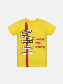 KiddoPanti - Boys Activity Half Sleeve T-shirt - Yellow