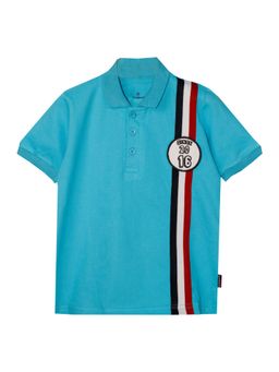 KiddoPanti - Boys Cotton Polo Solid T-shirt - Blue