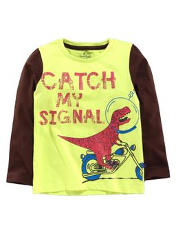 KiddoPanti - Boys Full Sleeve Dino Chest Print T-shirt - Multi-Color