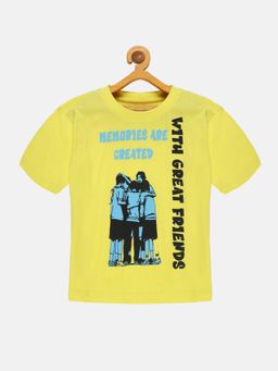 KiddoPanti - Boys Friends Drop Shoulder T-shirt - Yellow