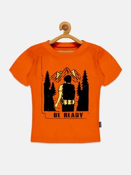 KiddoPanti - Boys Be Ready Round Neck T-shirt - Orange