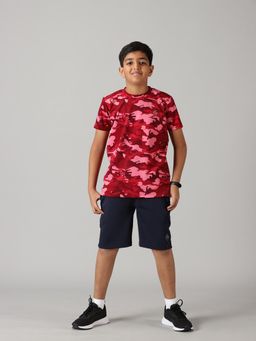 KiddoPanti - Boys Crew Neck Sports T-shirt - Maroon