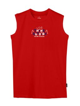 KiddoPanti - Boys Think Outside Sleeveless T-shirt - Red