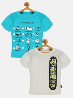 KiddoPanti - Boys Scavenger Hunt & Skate Board Round Neck T-shirt (Pack of 2)