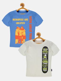 KiddoPanti - Boys Friends & Skate Board T-shirt - Multi-Color (Pack of 2)