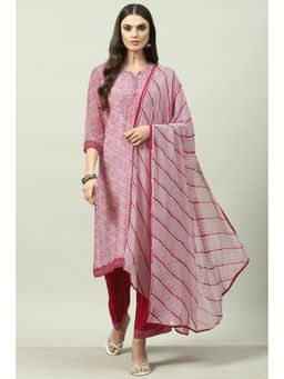 Biba - Pink Printed Suit (Set of 3)