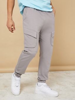 Styli - Grey Slim Fit Cargo Jogger With Drawstring