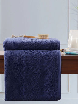 Maspar - Colorart Windsor 550 GSM Cotton Self Jacquard Navy Bath Towel