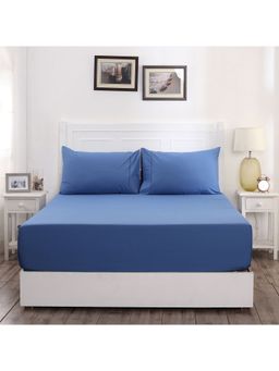 Maspar - Colorart Slumber Solid 200TC Blue Bedsheet & 2 Pillow Covers (Set of 3)