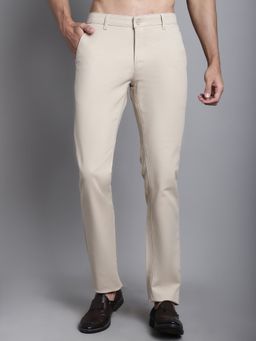 Cantabil - Men Casual Beige Solid Trouser