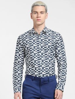 Jack & Jones - Blue Abstract Print Full Sleeves Shirt