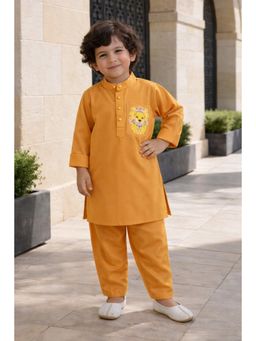 devils n angels - Boys Ethnic Mustard Kurta & Pyjama For Festive Wear