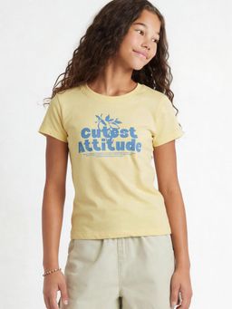 max - Yellow Girls Printed T-Shirt