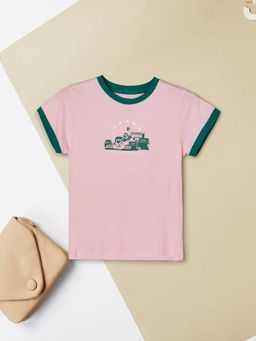 max - Pink Girls Printed T-Shirt