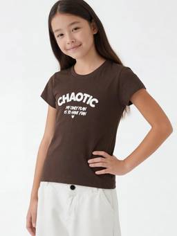 max - Brown Girls Typographic Print T-Shirt