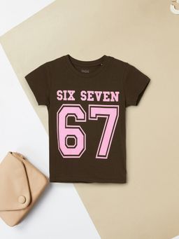 max - Brown Girls Printed T-Shirt