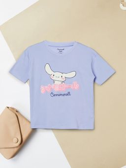 max - Blue Girls Chennille Embroidered Print T-Shirt