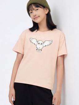 max - Peach Girls Printed T-Shirt