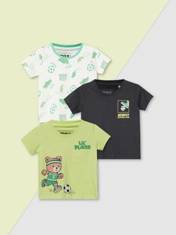 max - Multi-Color Boys Printed T-Shirt (Pack of 3)