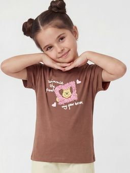 max - Brown Girls Winnie The Pooh Print T-Shirt