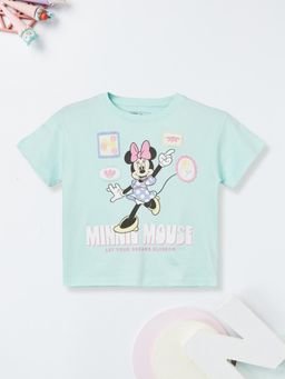 max - Green Girls Minnie Mouse Print T-Shirt